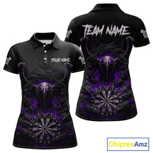 Load image into Gallery viewer, Black Smokes Eagle Chain Purple Grunge Dartboard Custom Women Darts Polo Shirt Dart Jerseys NYN1908