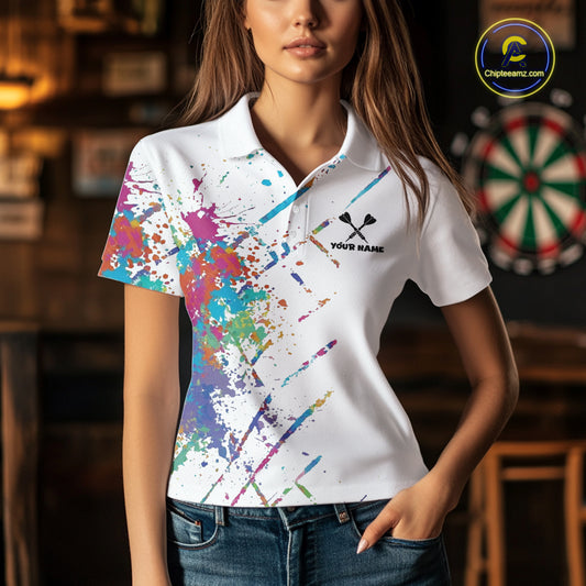 Custom Red Grim Reaper Grunge Black Dart Polo Shirts For Women Skull Dart League Jerseys NYN2182