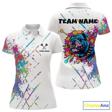 Load image into Gallery viewer, Custom Red Grim Reaper Grunge Black Dart Polo Shirts For Women Skull Dart League Jerseys NYN2182