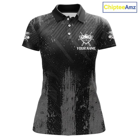 Grey Grunge Ball Pool Women Billiard Polo & 1/4-Zip Shirt Custom 8 Balls Billiard Team Jerseys NYN2443