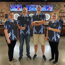 Load image into Gallery viewer, Black And Blue Flames Dartboard Men Darts Polo Shirts Custom Fire Flame Dart Team Jerseys NYN2445
