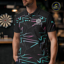 Load image into Gallery viewer, Blue And Pink Lines Human Plays Darts 1/4-Zip Shirts For Men Personalized Dart Team Jerseys NYN2448