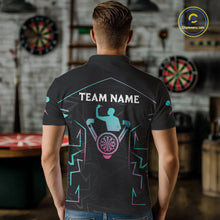 Load image into Gallery viewer, Blue And Pink Lines Human Plays Darts 1/4-Zip Shirts For Men Personalized Dart Team Jerseys NYN2448