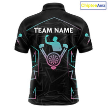Load image into Gallery viewer, Blue And Pink Lines Human Plays Darts 1/4-Zip Shirts For Men Personalized Dart Team Jerseys NYN2448