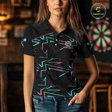 Load image into Gallery viewer, Blue And Pink Lines Human Plays Darts Polo Shirts For Women Personalized Dart Team Jerseys NYN2448