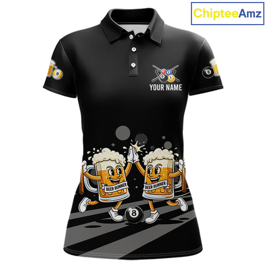 Funny Beer Couple Play Pool 8 Ball Women's Billiard Team Shirt Custom Billiard Polo & 1/4 Zip Attire NYN2666