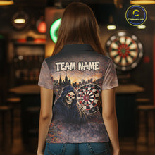 Load image into Gallery viewer, Graffiti Grunge Grim Reaper Red Dartboard Dart Polo Shirts For Women Custom Dart Team Shirts NYN2674