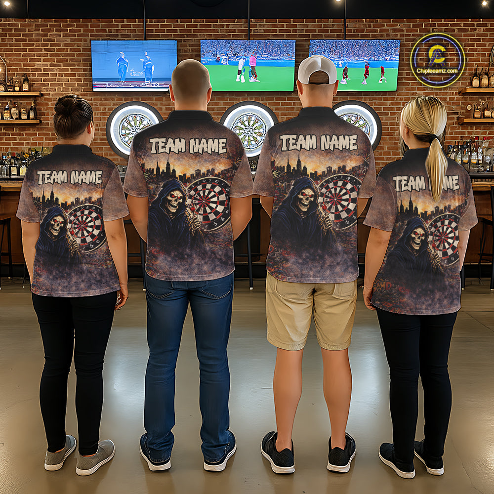 Graffiti Grunge Grim Reaper Red Dartboard Dart Polo Shirts For Women Custom Dart Team Shirts NYN2674