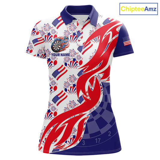 Custom American Flag Dart Polo & Quarter-Zip Shirt For Women Patriotic USA Dart Jerseys NYN2824