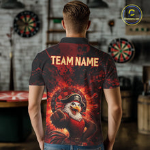 Load image into Gallery viewer, Funny Pirate Rooster Men Darts Polo &amp; 1/4-Zip Shirt Personalized Red Splatter Paint Dart Team Jersey NYN3031