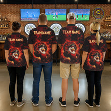 Load image into Gallery viewer, Funny Pirate Rooster Women Darts Polo &amp; 1/4-Zip Shirt Personalized Red Splatter Paint Dart Team Jersey NYN3031