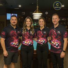 Load image into Gallery viewer, Red Funny Dragon Thunder Ball Pool Billiard Team Shirt For Women Custom Billiards Ball Attire NYN3041