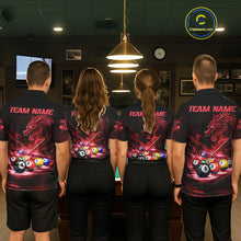 Load image into Gallery viewer, Red Funny Dragon Thunder Ball Pool Billiard Team Shirt For Women Custom Billiards Ball Attire NYN3041