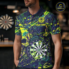 Load image into Gallery viewer, Grunge Blue Green Strike Horror Skull Mens Darts Shirt Personalized Splatter Dart Team Jerseys NYN3202