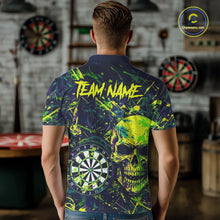 Load image into Gallery viewer, Grunge Blue Green Strike Horror Skull Mens Darts Shirt Personalized Splatter Dart Team Jerseys NYN3202