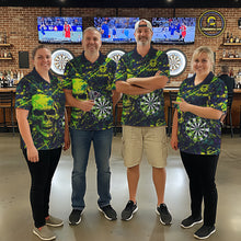 Load image into Gallery viewer, Grunge Blue Green Strike Horror Skull Mens Darts Shirt Personalized Splatter Dart Team Jerseys NYN3202
