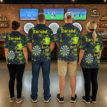 Load image into Gallery viewer, Grunge Blue Green Strike Horror Skull Mens Darts Shirt Personalized Splatter Dart Team Jerseys NYN3202
