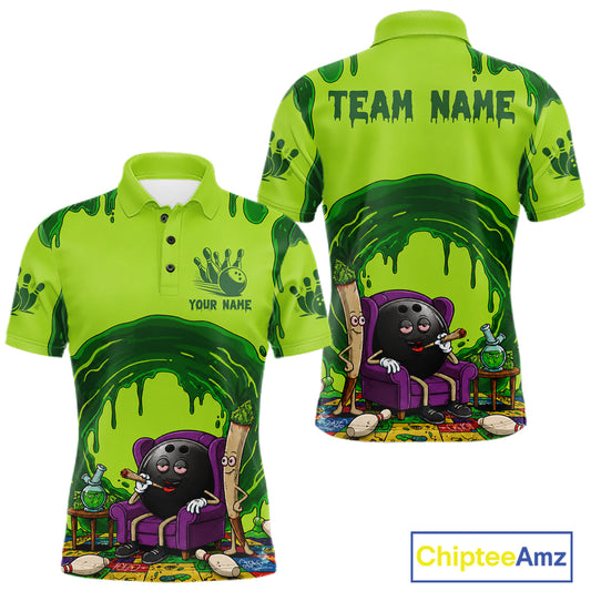 Smoking Funny Ball & Pins Bowling Shirt For Men Personalized Bowling Team Tournament Jersey NYN3749
