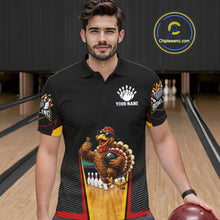 Load image into Gallery viewer, Funny Rooster Black &amp; Red Bowling Polo Quarter-Zip Shirt For Men Custom Bowling Team Jersey NYN3750