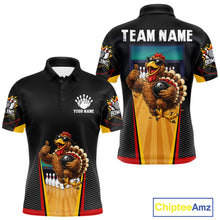 Load image into Gallery viewer, Funny Rooster Black &amp; Red Bowling Polo Quarter-Zip Shirt For Men Custom Bowling Team Jersey NYN3750