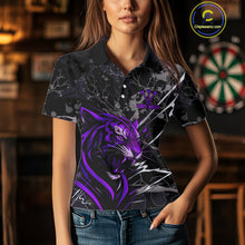 Load image into Gallery viewer, Women's Polo Dart Shirt Purple Fierce Tiger Dartboard Personalized Darts Jerseys Outfits NYN1015