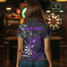 Load image into Gallery viewer, Women's Polo Dart Shirt Purple Fierce Tiger Dartboard Personalized Darts Jerseys Outfits NYN1015