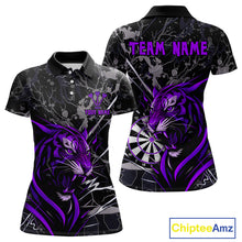 Load image into Gallery viewer, Women's Polo Dart Shirt Purple Fierce Tiger Dartboard Personalized Darts Jerseys Outfits NYN1015