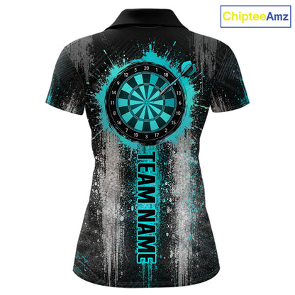 White And Teal Splatter Dart Shirt For Women Personalized Splash Dart Team Outfits Jerseys NYN4063