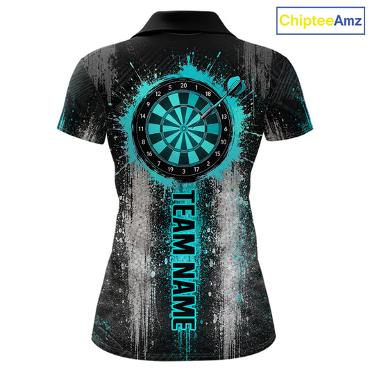 White And Teal Splatter Dart Shirt For Women Personalized Splash Dart Team Outfits Jerseys NYN4063