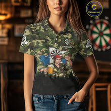 Load image into Gallery viewer, Custom Camouflage Human &amp; Funny Beer Bull Dartboard Women Darts Polo Shirt Dart Jerseys NYN1925
