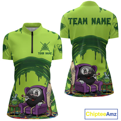 Green Dripping Funny Smoking 8 Ball Billiard Pool Shirt For Women Custom Billiard Team Jerseys NYN3047