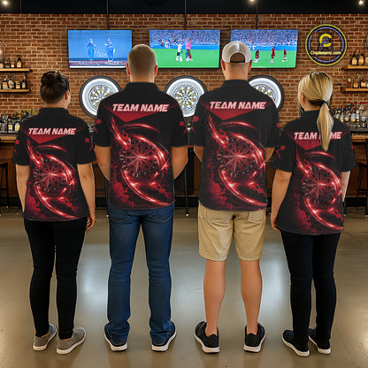 Thunder Red Dartboard Mens Dart Polo & 1/4-Zip Shirt Custom Name Splatter Dart Jersey For Darters NYN3209