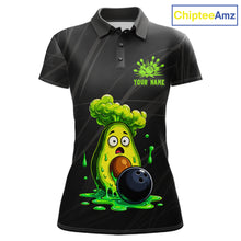 Load image into Gallery viewer, Women's funny avocado bowling polo shirt mockup custom bowling team jersey avocado bowling apparel