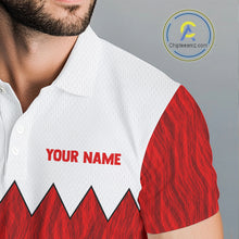 Load image into Gallery viewer, Male golfer wearing watermelon golf polo on the course, premium moisture-wicking golf apparel for golf tournaments, vacation golf and charity golf events.