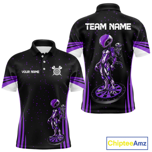 Custom Purple Alien Dartboards Dart Polo Shirts For Men Outfits Alien Dart Team Jerseys NYN1023