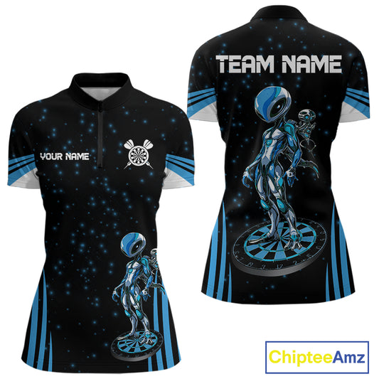 Custom Navy Alien Dartboards Dart 1/4-Zip Shirts For Women Outfits Alien Dart Team Jerseys NYN1025
