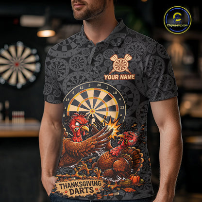 Funny Turkey Dartboard Thanksgiving Custom Darts Team Outfits For Men, Thanksgiving Darts Gifts NYN4071