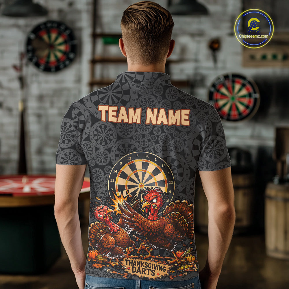 Funny Turkey Dartboard Thanksgiving Custom Darts Team Outfits For Men, Thanksgiving Darts Gifts NYN4071