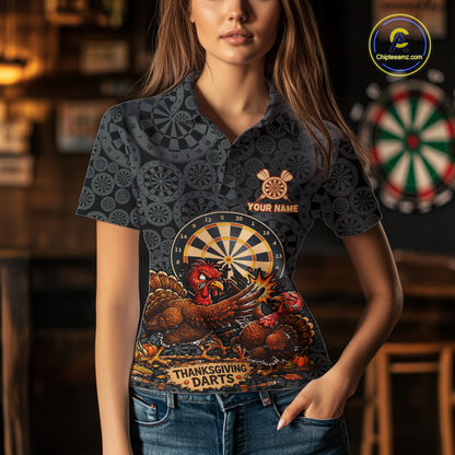 Funny Turkey Dartboard Thanksgiving Custom Darts Team Outfits For Women, Thanksgiving Darts Gifts NYN4071