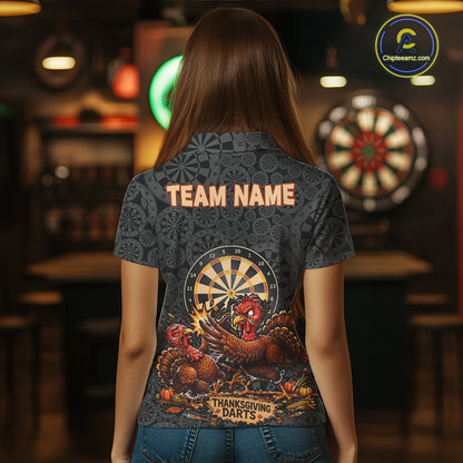 Funny Turkey Dartboard Thanksgiving Custom Darts Team Outfits For Women, Thanksgiving Darts Gifts NYN4071
