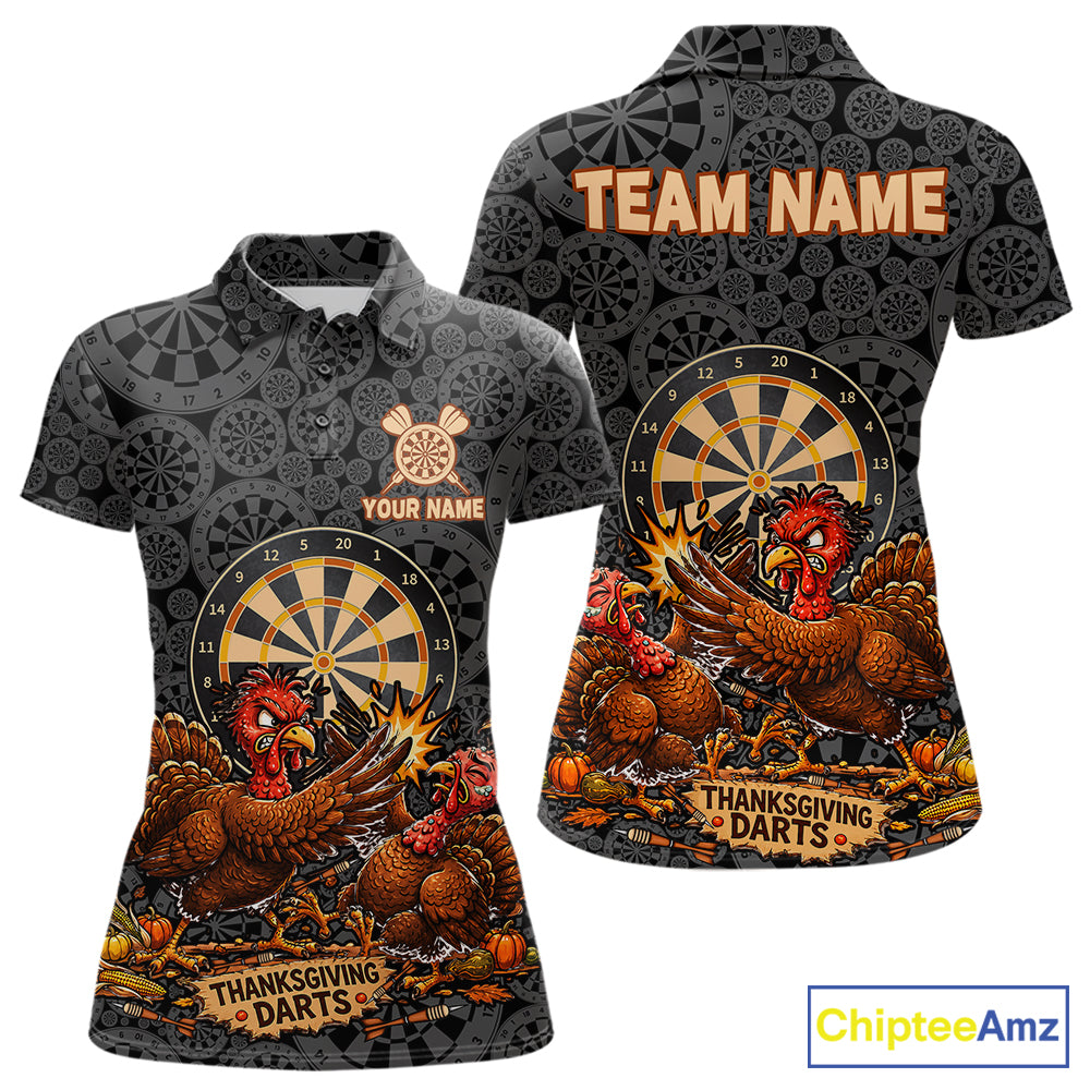Funny Turkey Dartboard Thanksgiving Custom Darts Team Outfits For Women, Thanksgiving Darts Gifts NYN4071