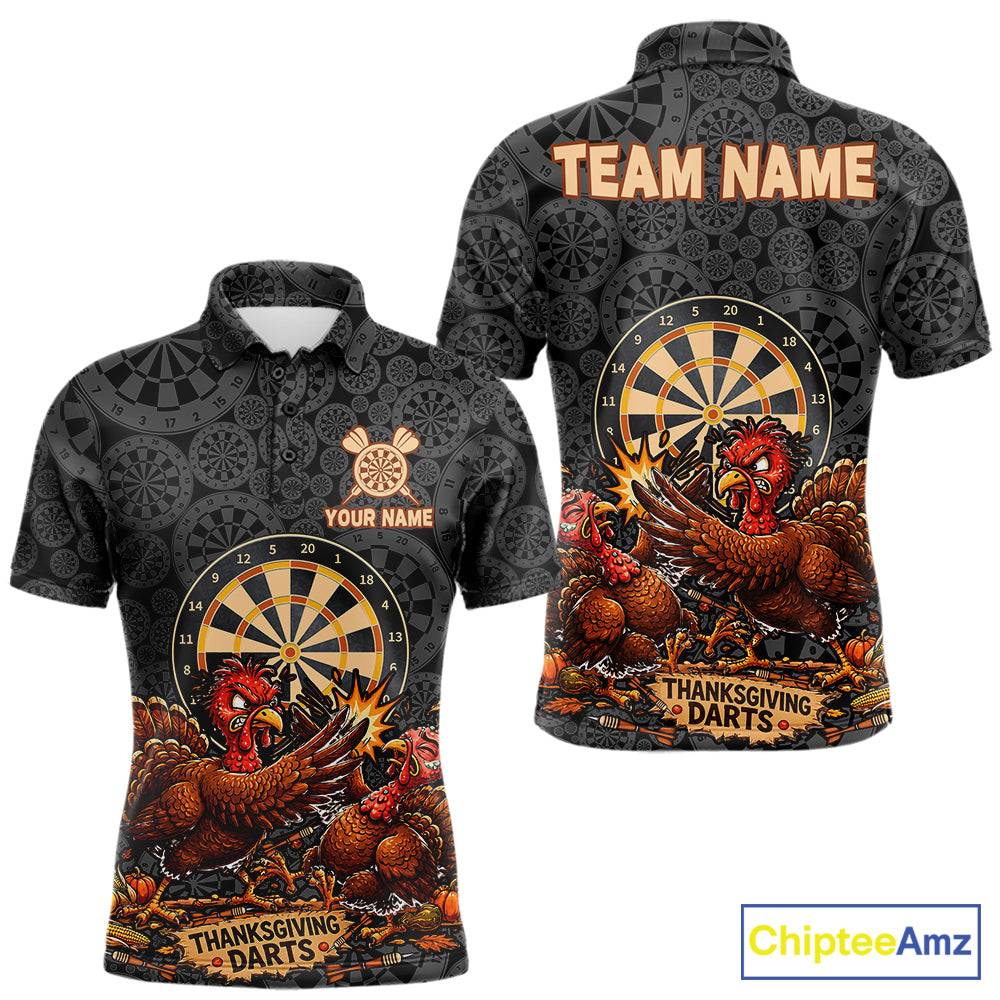 Funny Turkey Dartboard Thanksgiving Custom Darts Team Outfits For Men, Thanksgiving Darts Gifts NYN4071