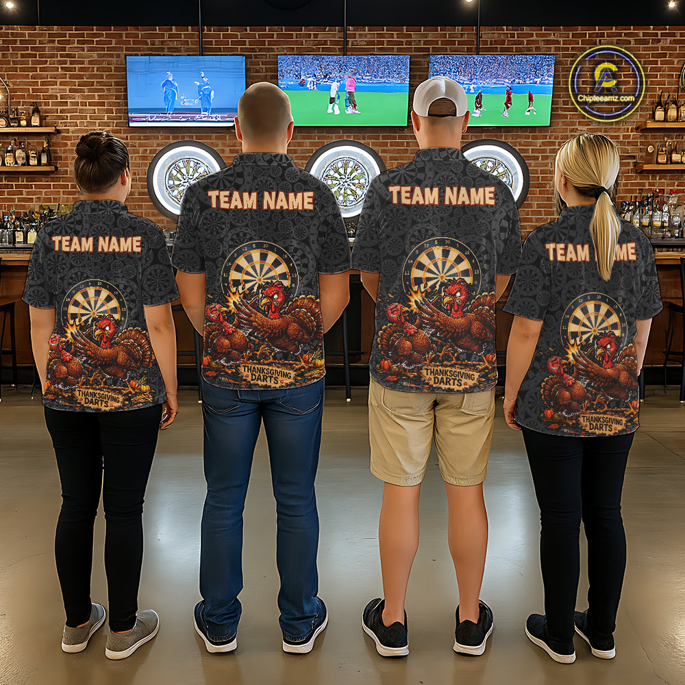 Funny Turkey Dartboard Thanksgiving Custom Darts Team Outfits For Men, Thanksgiving Darts Gifts NYN4071