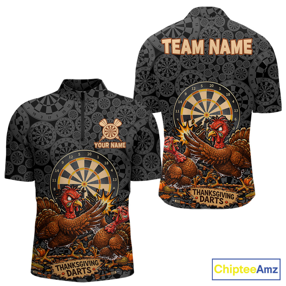 Funny Turkey Dartboard Thanksgiving Custom Darts Team Outfits For Men, Thanksgiving Darts Gifts NYN4071
