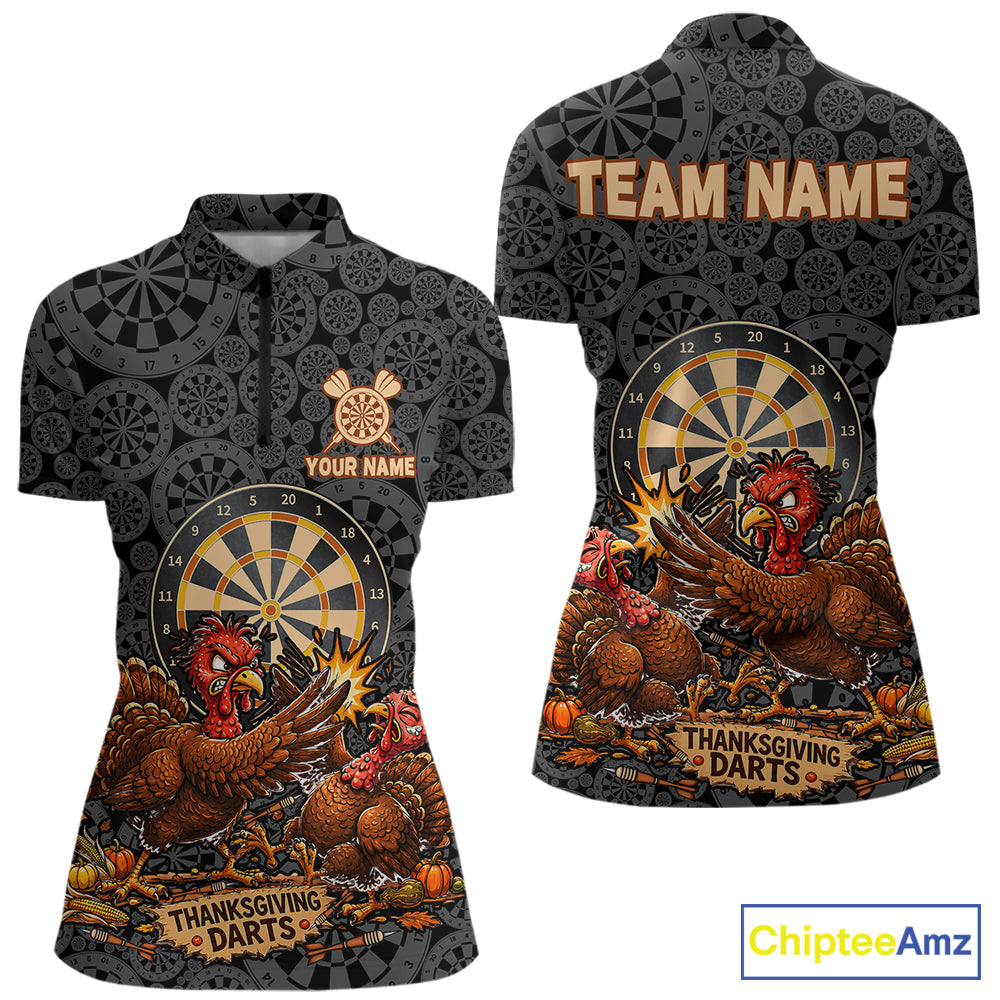 Funny Turkey Dartboard Thanksgiving Custom Darts Team Outfits For Women, Thanksgiving Darts Gifts NYN4071