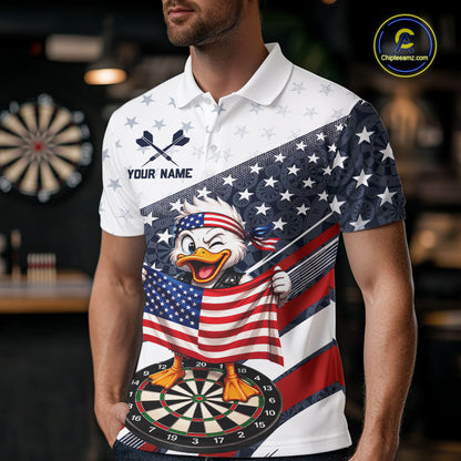 Funny Duck Patriotic Dart Shirt For Men Custom American Flag Darts Team Outfits, Darts Gifts NYN4074