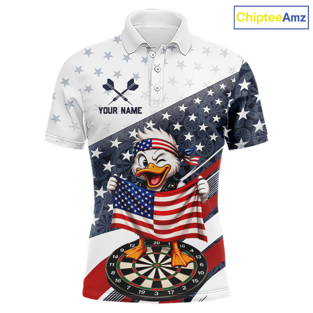 Funny Duck Patriotic Dart Shirt For Men Custom American Flag Darts Team Outfits, Darts Gifts NYN4074