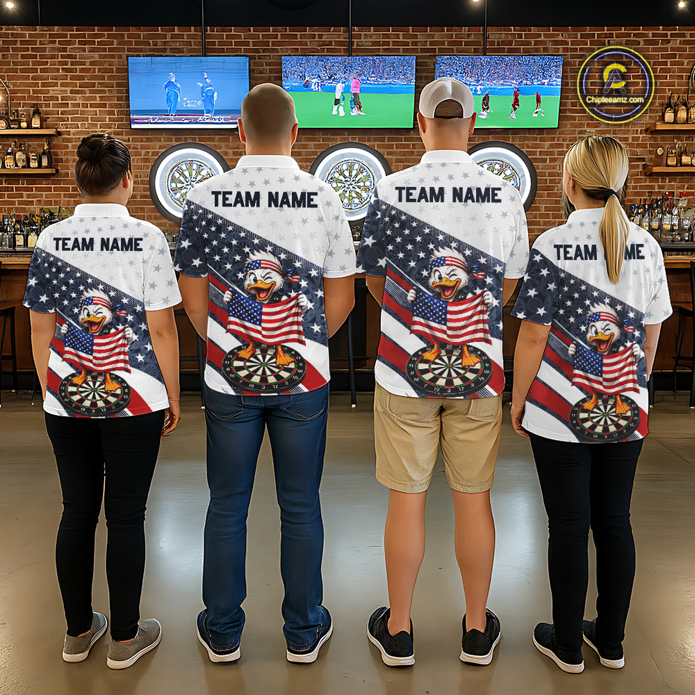 Funny Duck Patriotic Dart Shirt For Men Custom American Flag Darts Team Outfits, Darts Gifts NYN4074