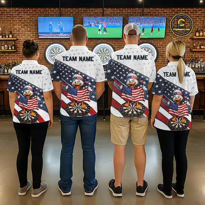 Funny Duck Patriotic Dart Shirt For Men Custom American Flag Darts Team Outfits, Darts Gifts NYN4074