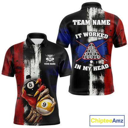 Skull Hoding 9 Ball & 8 Ball Pool Men Billiard Team Shirt Custom Blue & Red Billiards Ball Apparel NYN2468